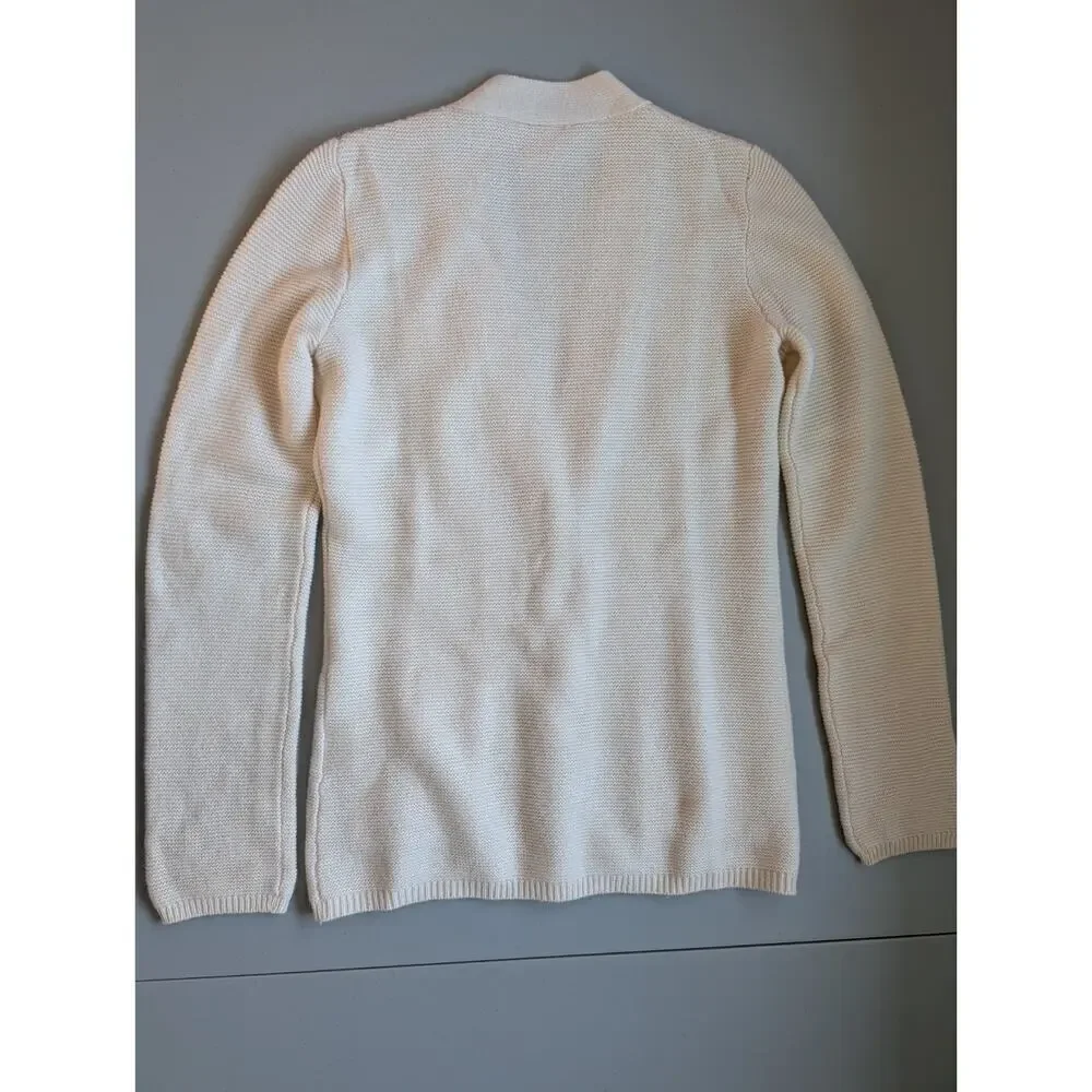 Tory Burch 100% Cashmere Logo Button Cardigan Size S Ivory #1K452